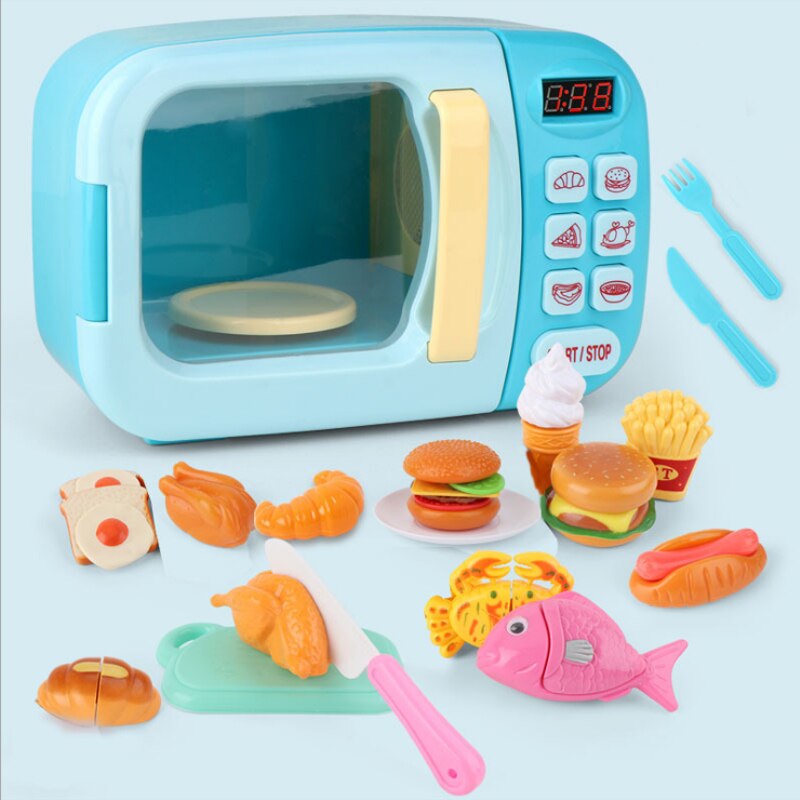 Kid's Kitchen Simulation Mini Microwave Oven with Cutting Toys Set