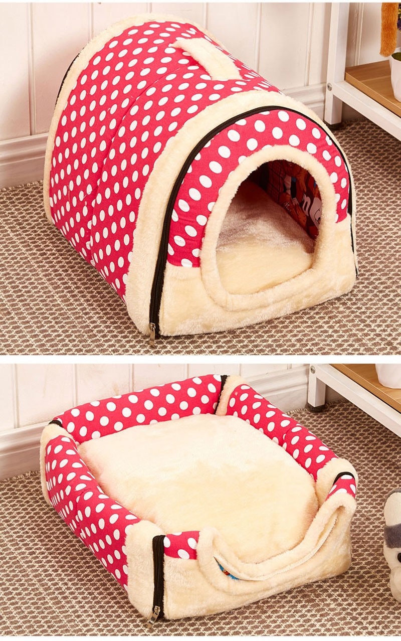 Pet's Collapsible Design Printed Warm Bed