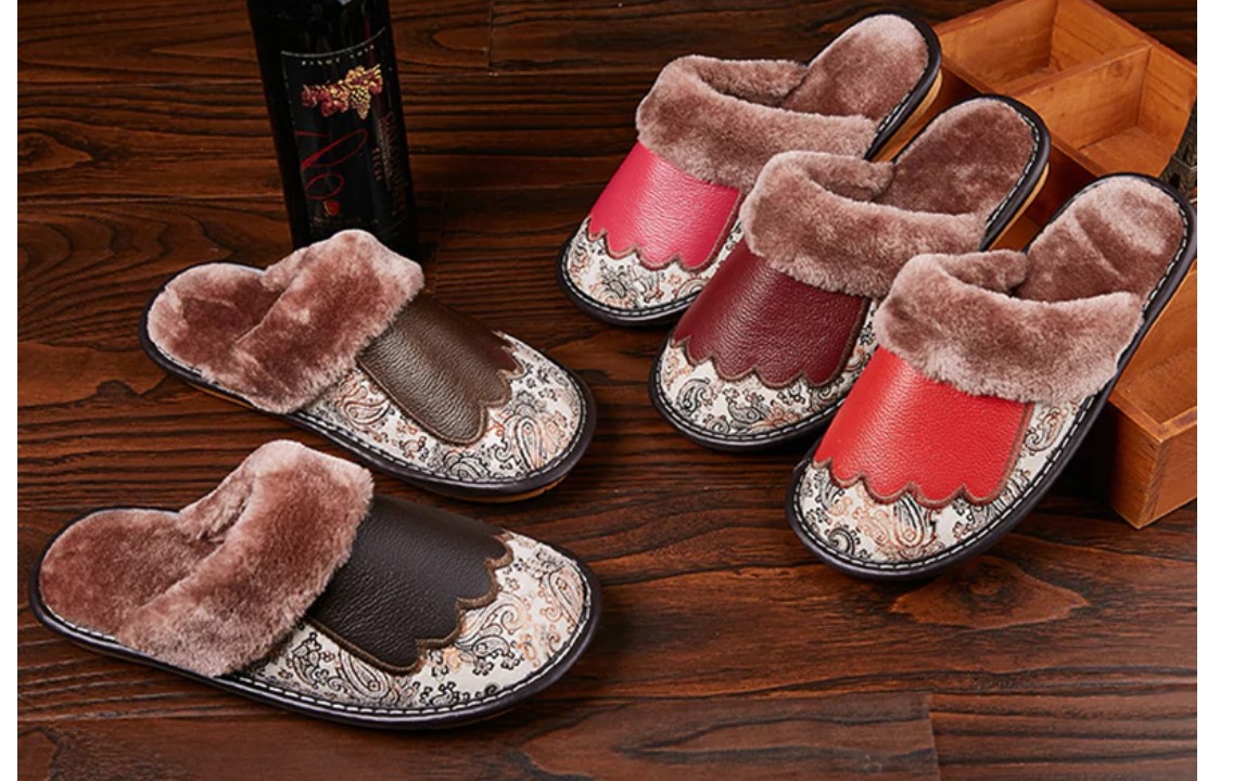 Men's Luxury Fur and Leather Slippers