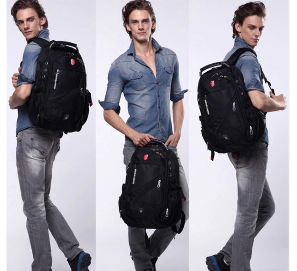 Men's Diagonal Zippper USB Backpack