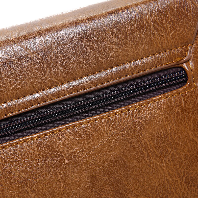 Men's Leather Messenger Bag with Phone Case