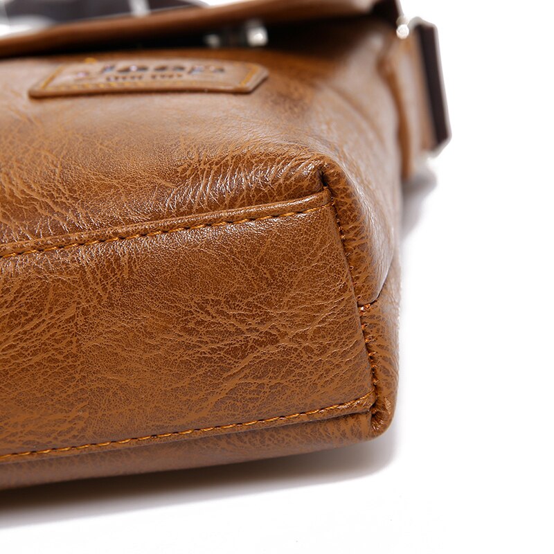 Men's Leather Messenger Bag with Phone Case