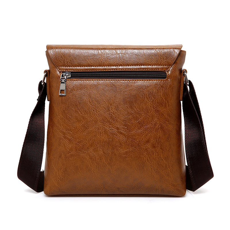 Men's Leather Messenger Bag with Phone Case