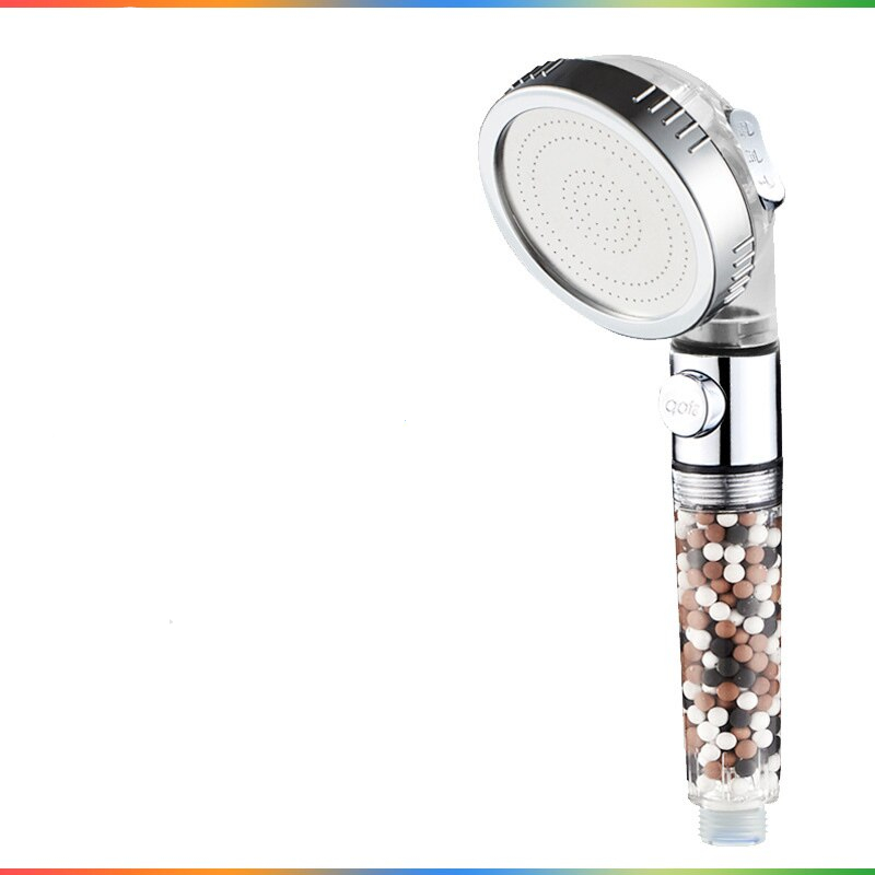 Plastic Silver Shower Head Decorated with Stones