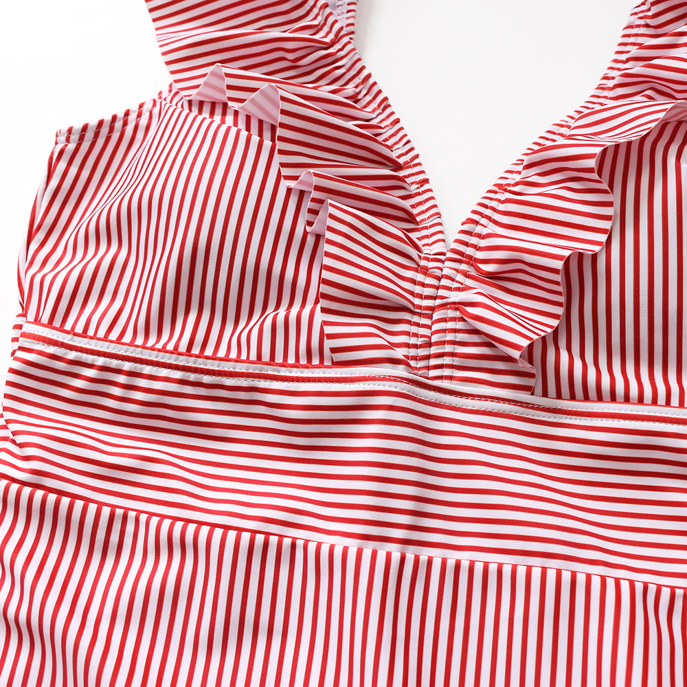 Women's Striped Ruffled Swimsuit