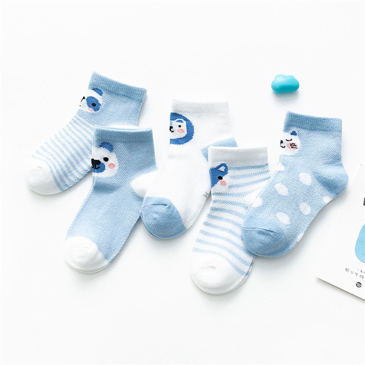 Baby Animal Print Pastel Color Socks 5 Pairs Set - 1MRK.COM