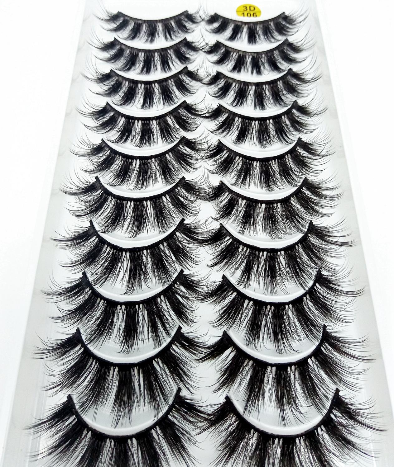 3D Soft Wispy Mink Hair False Eyelashes Set, 10 Pairs