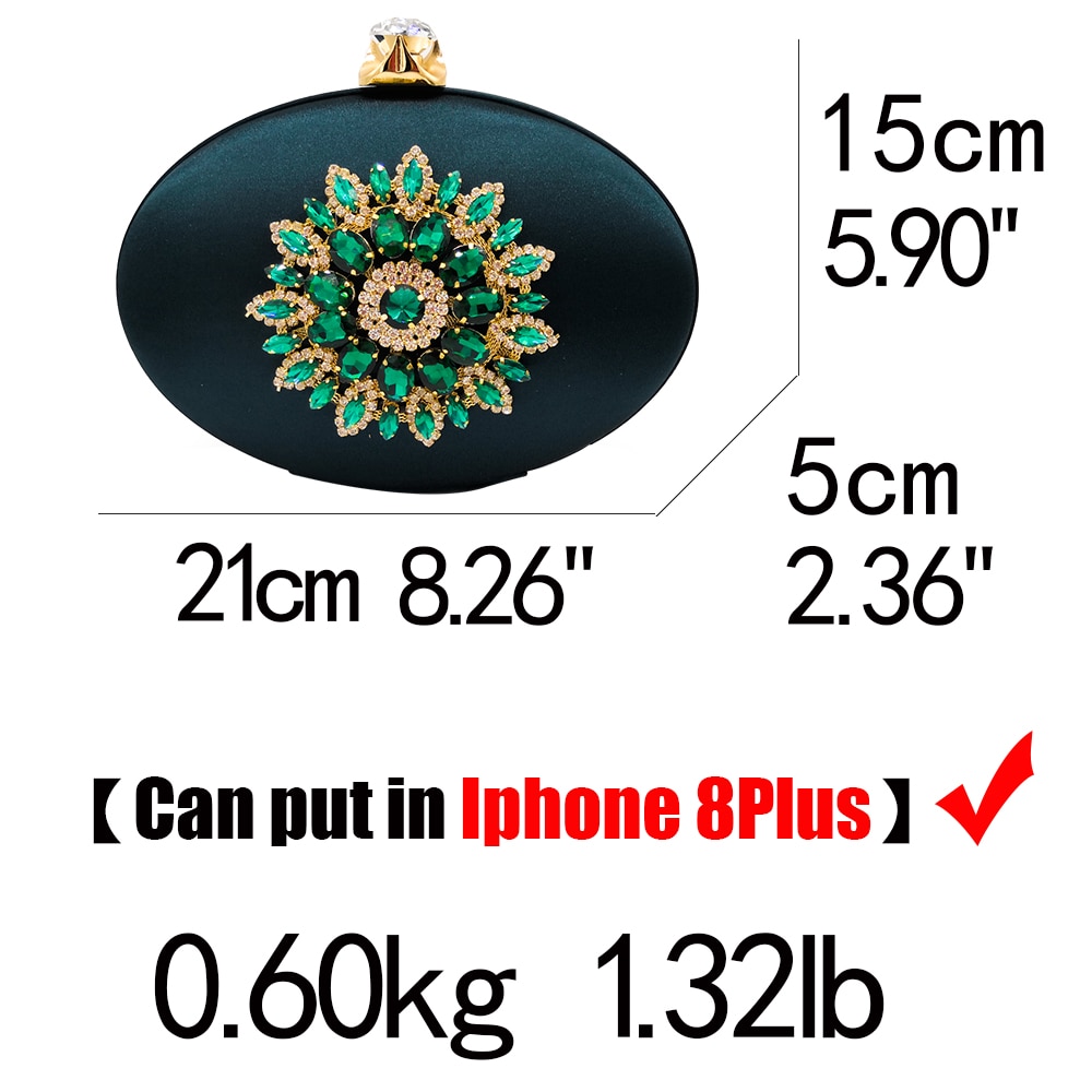 Women's Crystal Flower Oval Shaped Clutch Women's Crystal Flower Oval Shaped Clutch