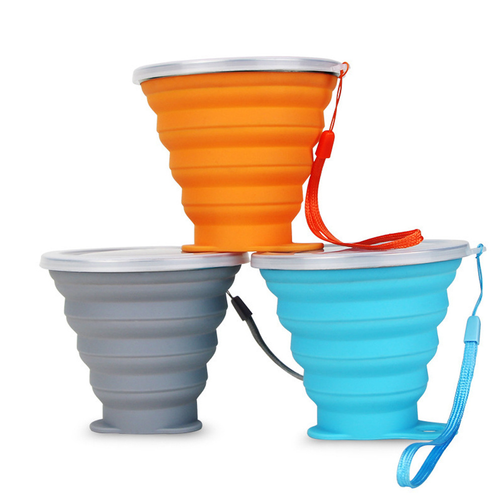 Colorful Folding Silicone Cup with Strap