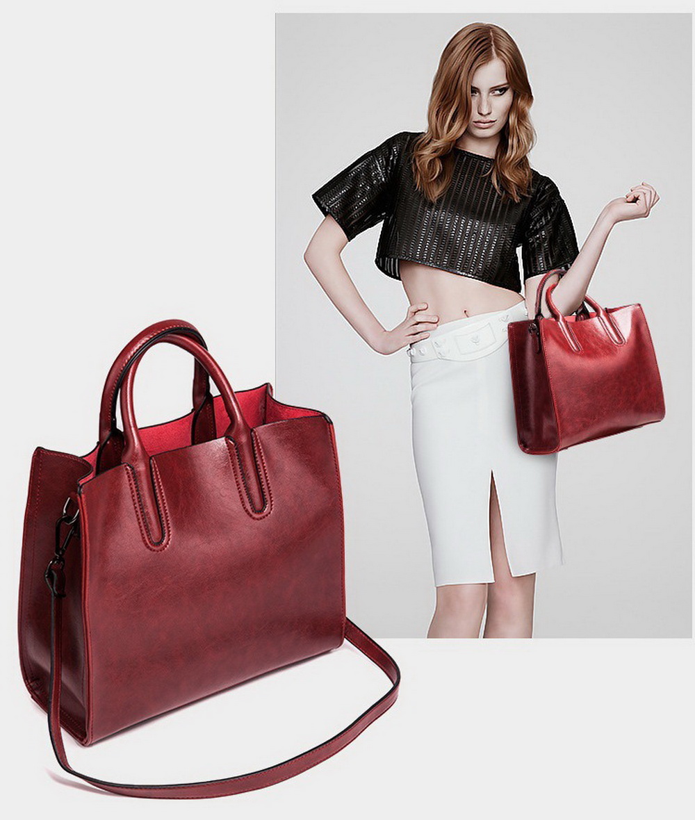 Women's Oil Eco-Leather Tote Bag Women's Oil Eco-Leather Tote Bag