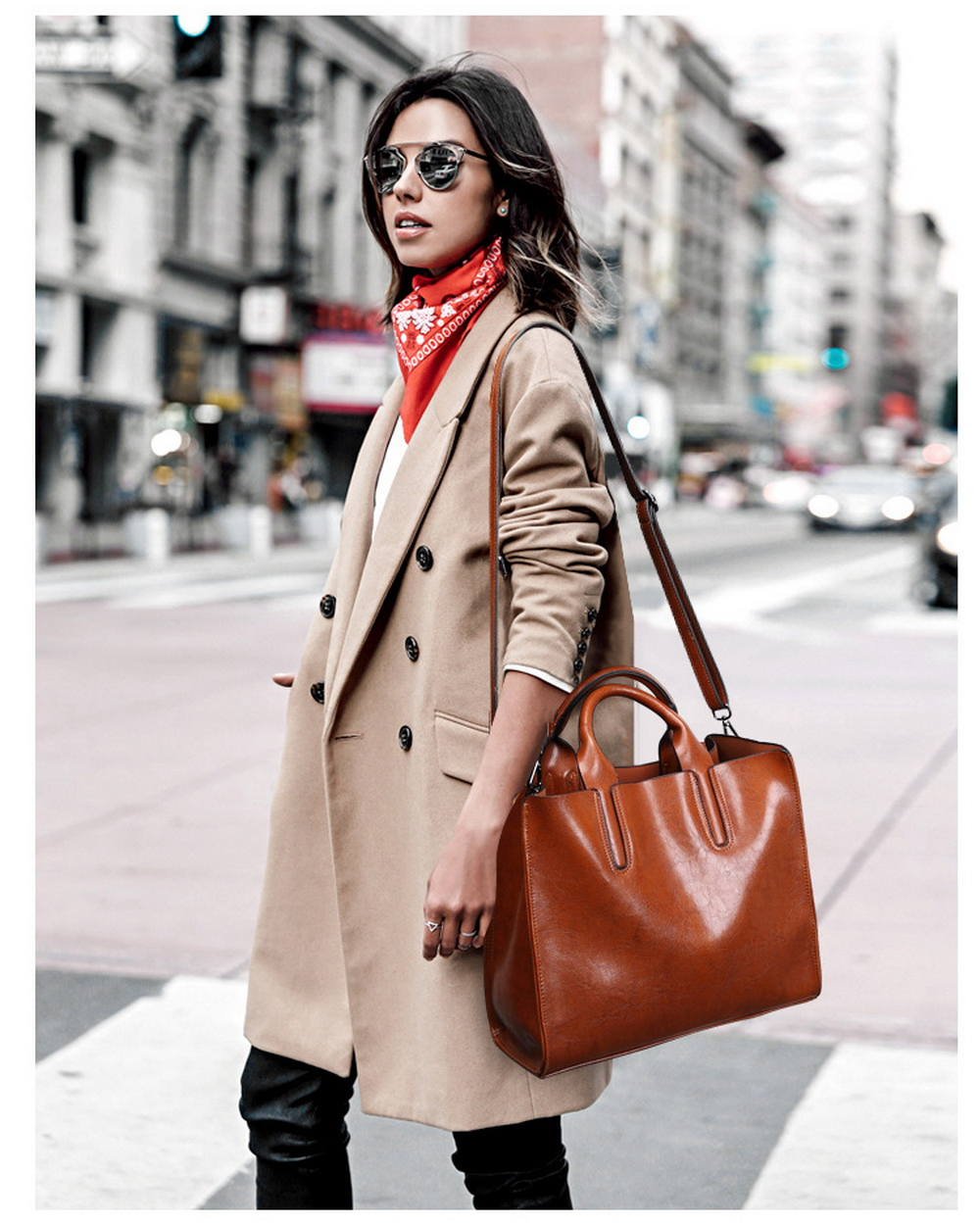 Women's Oil Eco-Leather Tote Bag Women's Oil Eco-Leather Tote Bag