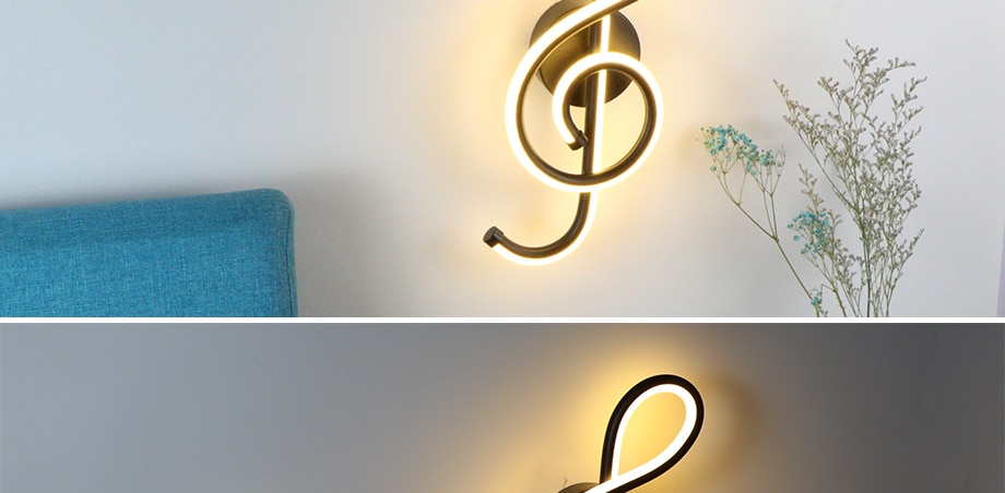 Music Clef Shaped Iron LED Wall Lamp