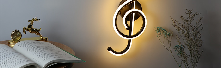 Music Clef Shaped Iron LED Wall Lamp