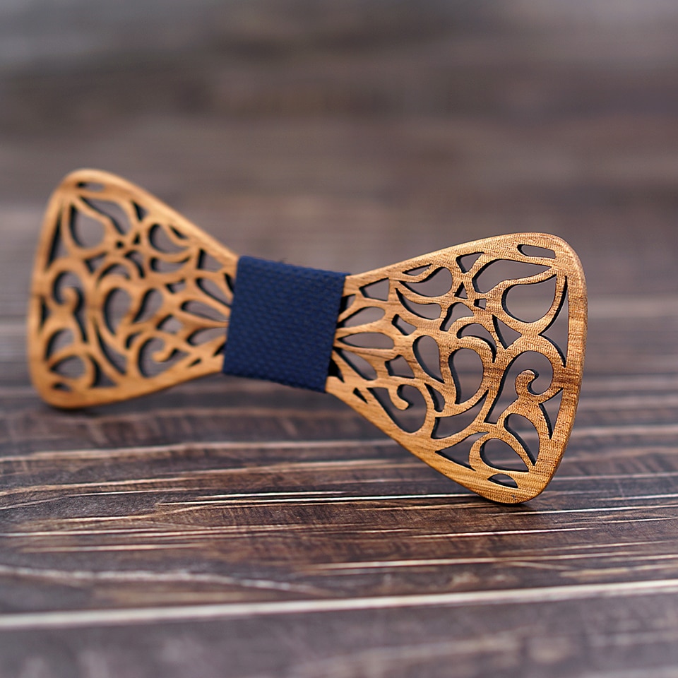 Men's Floral Wood Bow Tie