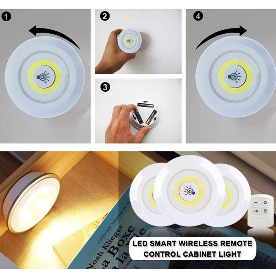 Dimmable Round LED Under Cabinet Lights with Remote Control