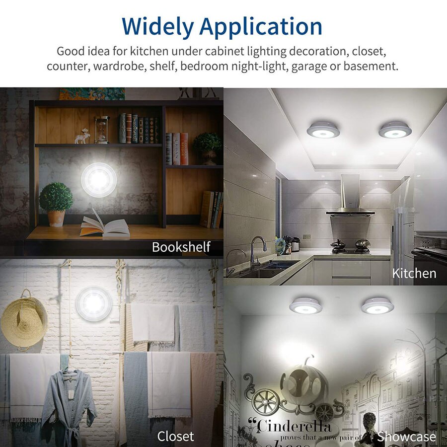 Dimmable Round LED Under Cabinet Lights with Remote Control