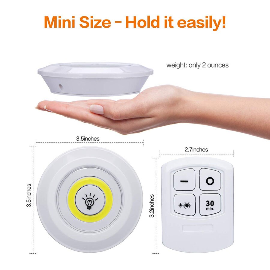 Dimmable Round LED Under Cabinet Lights with Remote Control