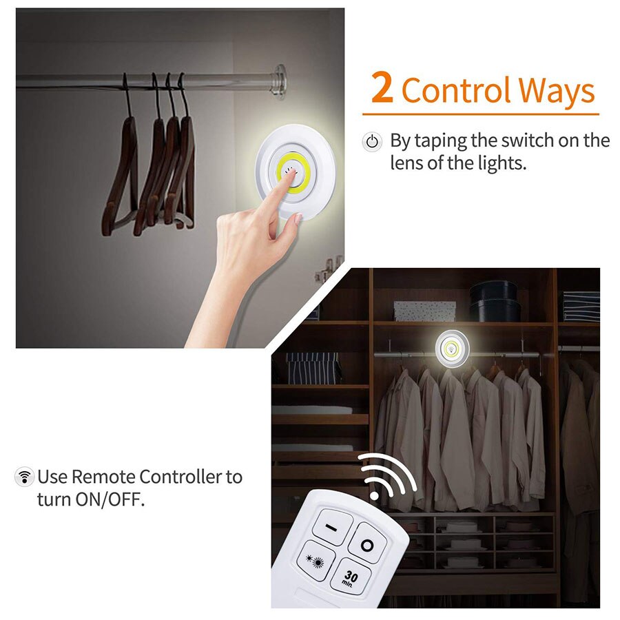 Dimmable Round LED Under Cabinet Lights with Remote Control