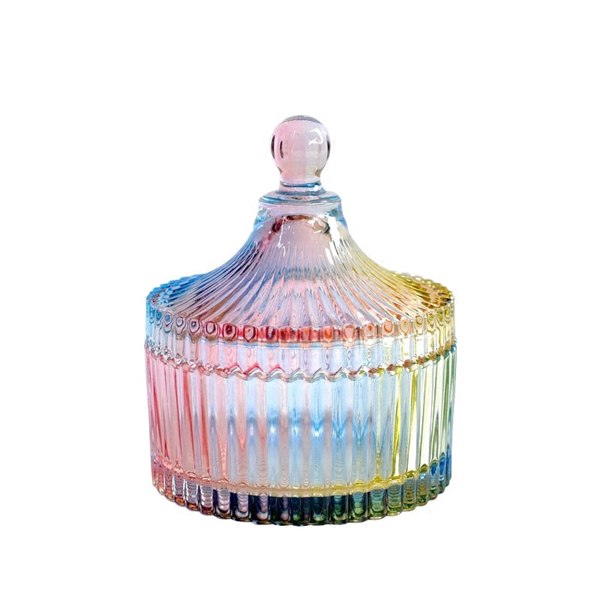 Dustproof Multicolored Glass Candy Pot