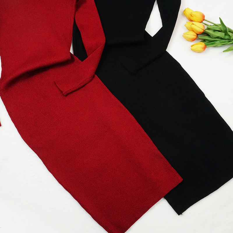 Women's Knitted Solid Color Turtleneck Dress Women's Knitted Solid Color Turtleneck Dress