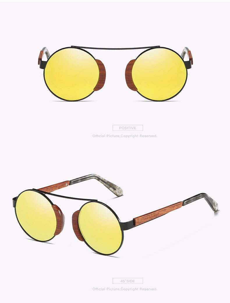 Round Polarized Wooden Sunglasses