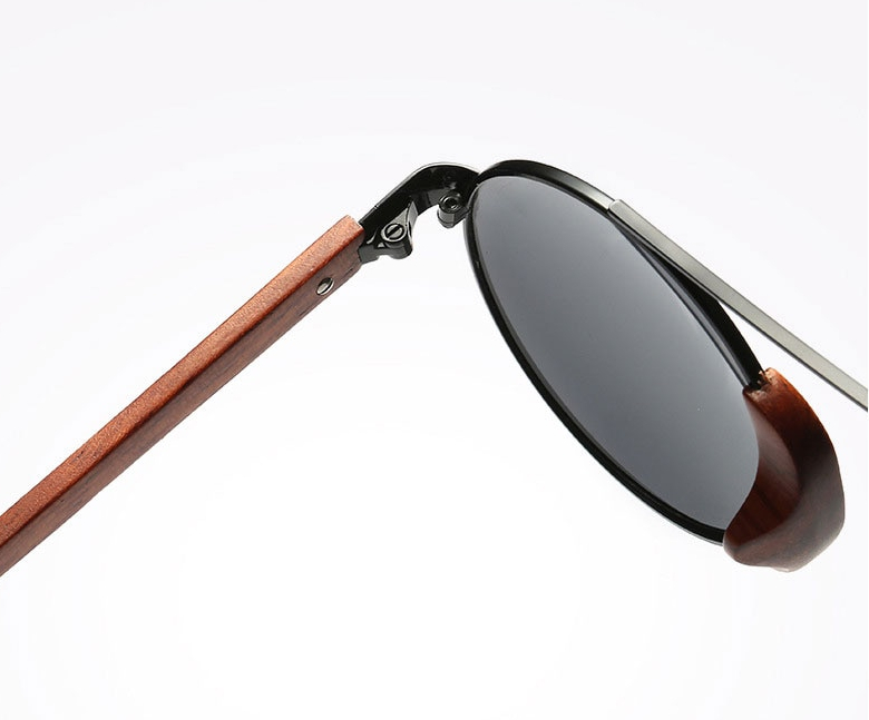 Round Polarized Wooden Sunglasses