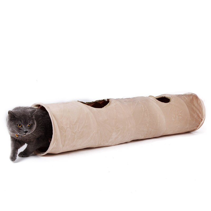 Foldable Long Tunnel with Ball Toy for Cats