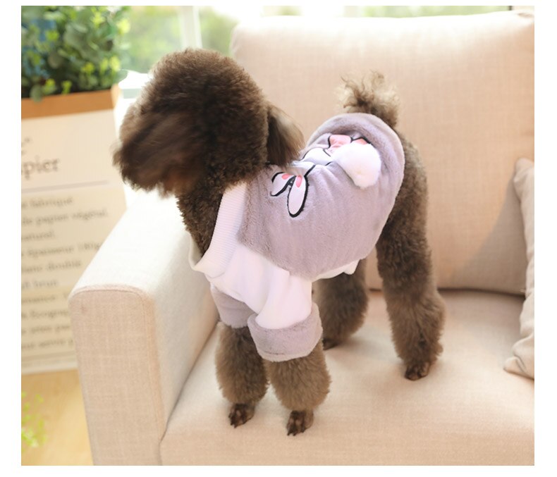 Rabbit Printed Warm Fleece Coat for Small Pets