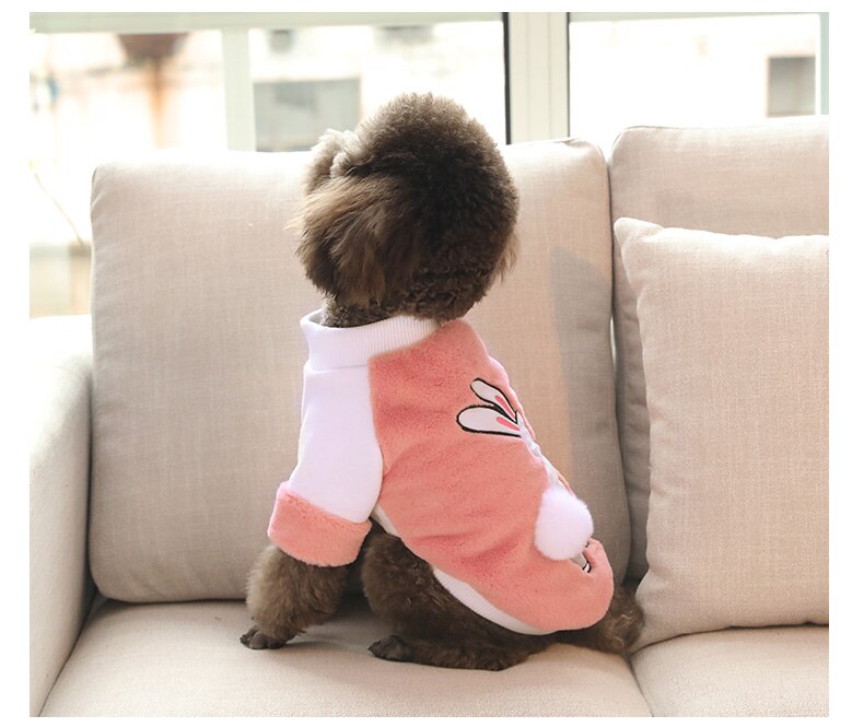 Rabbit Printed Warm Fleece Coat for Small Pets