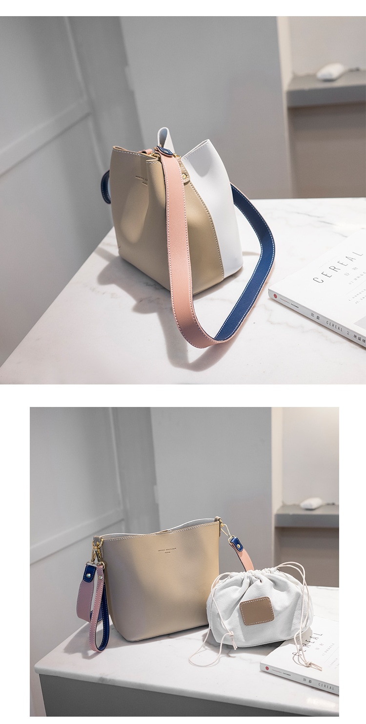 2019 New Designer Women Handbags PU Leather Bucket Shoulder Bags Female Fashion Larger Capacity Crossbody Messenger Bags Girls