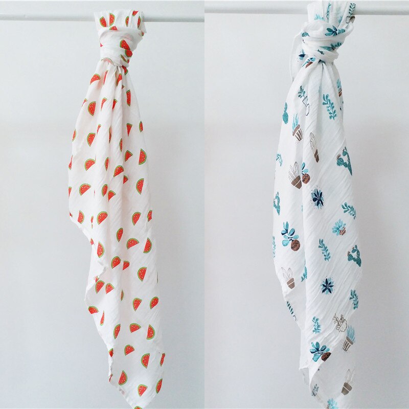 Geometric Floral Printed Muslin Swaddle Blanket