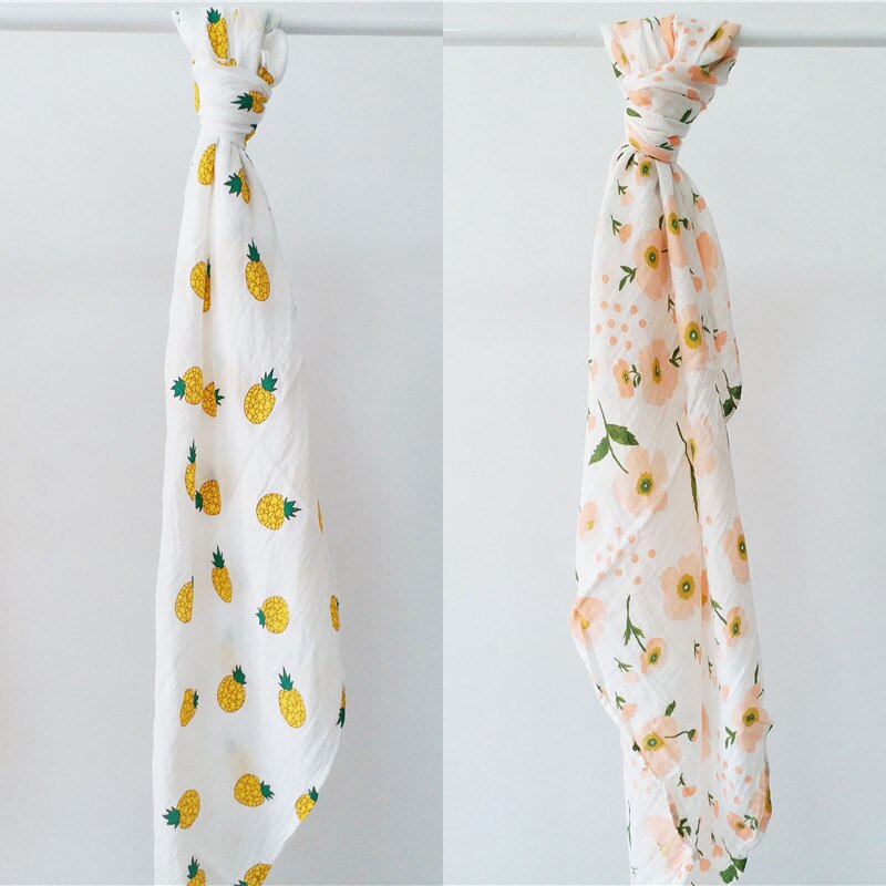 Geometric Floral Printed Muslin Swaddle Blanket