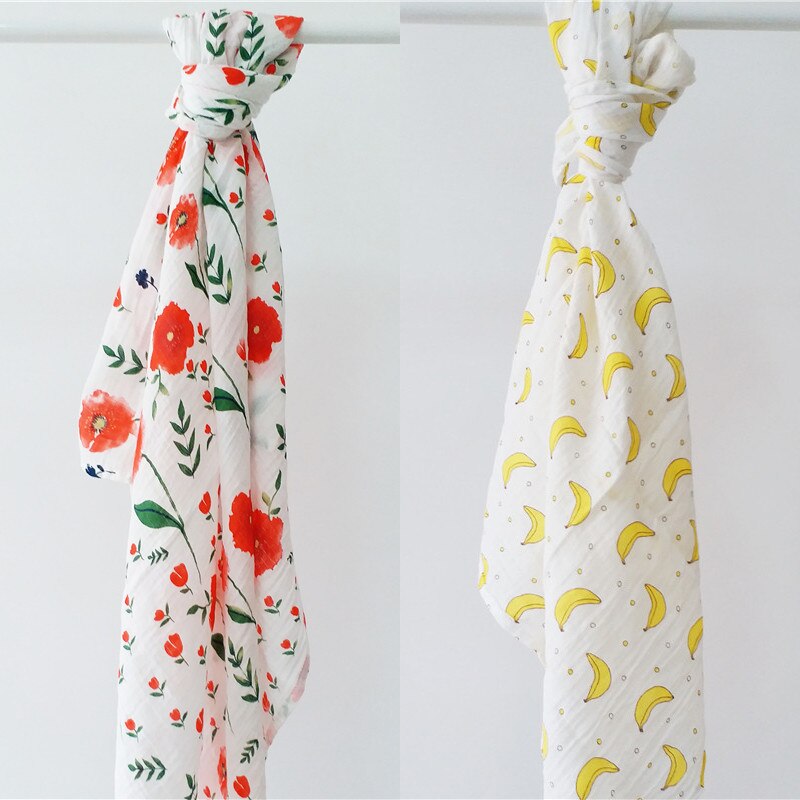 Geometric Floral Printed Muslin Swaddle Blanket