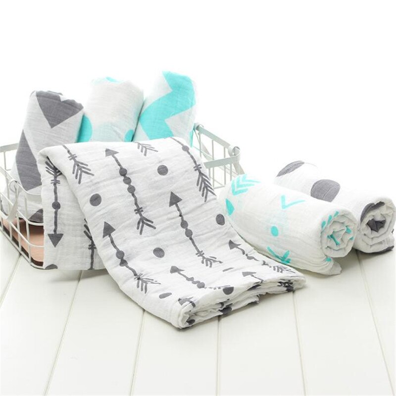 Geometric Floral Printed Muslin Swaddle Blanket