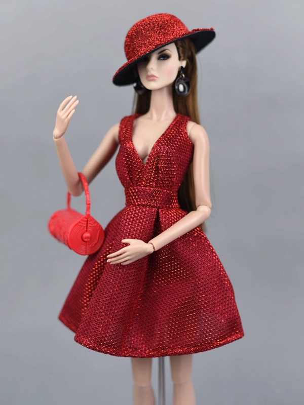 Fashion Red Bling Outfit For 1/6 Barbie Doll 5 pcs Set