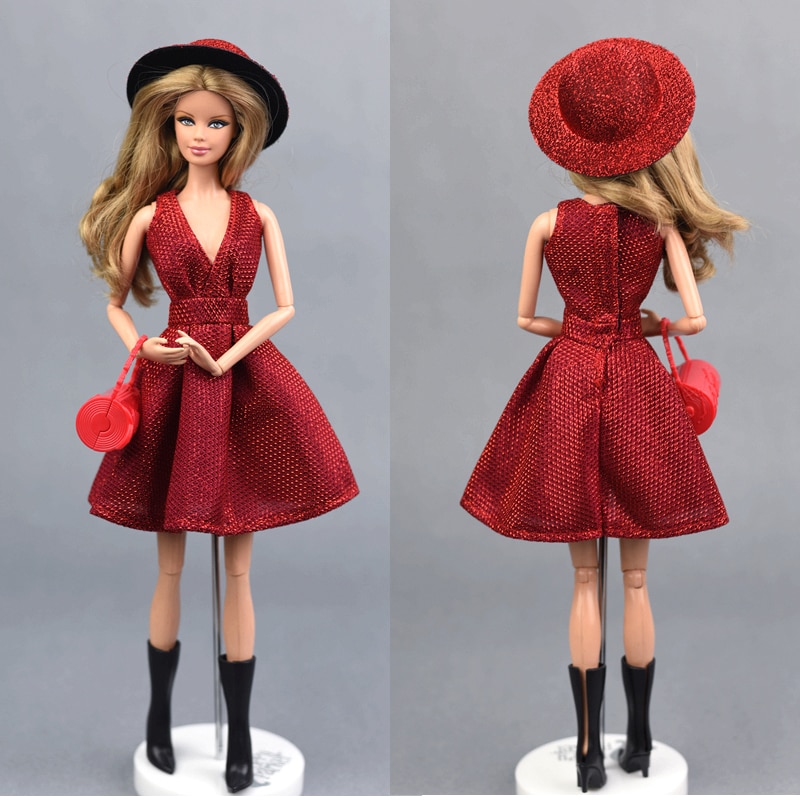 Fashion Red Bling Outfit For 1/6 Barbie Doll 5 pcs Set