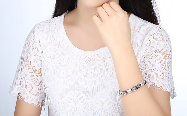 Women Elegant Silver Beaded Bracelet  1mrk.com