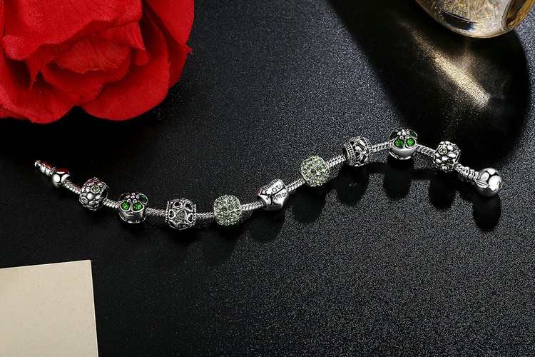 Women Elegant Silver Beaded Bracelet  1mrk.com