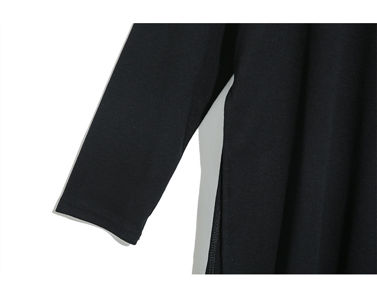 Women's Black Mesh Split Joint Dress with Stand Collar Women's Black Mesh Split Joint Dress with Stand Collar