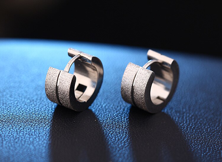 Gold/Silver/Black Stainless Steel Round Stud Earrings for Men