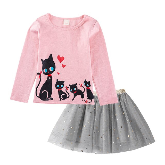 Girls' Cute Printed Cotton Clothes Set
