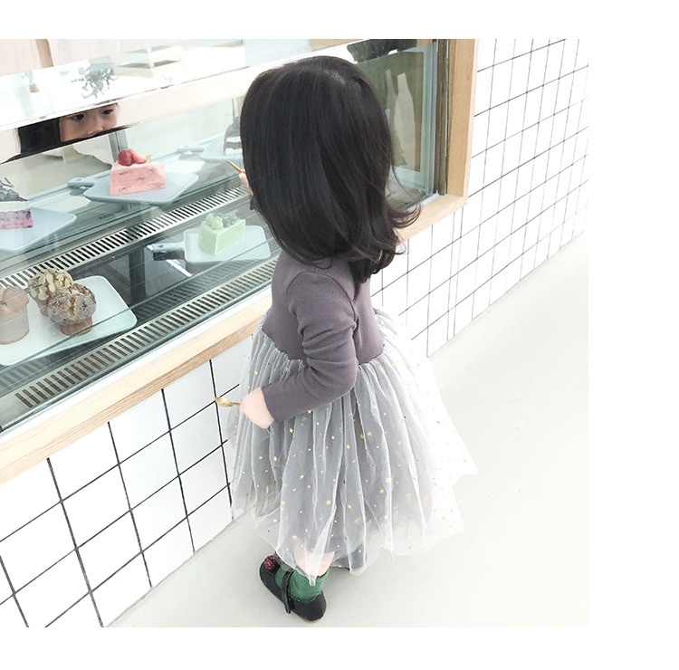 Cute Long Sleeved Cotton Dress with Ruffles