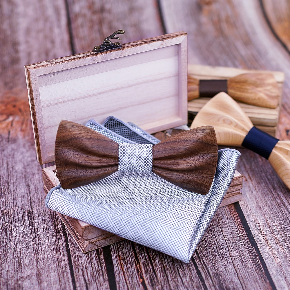 Boy's Fashion Wooden Bow Tie Set