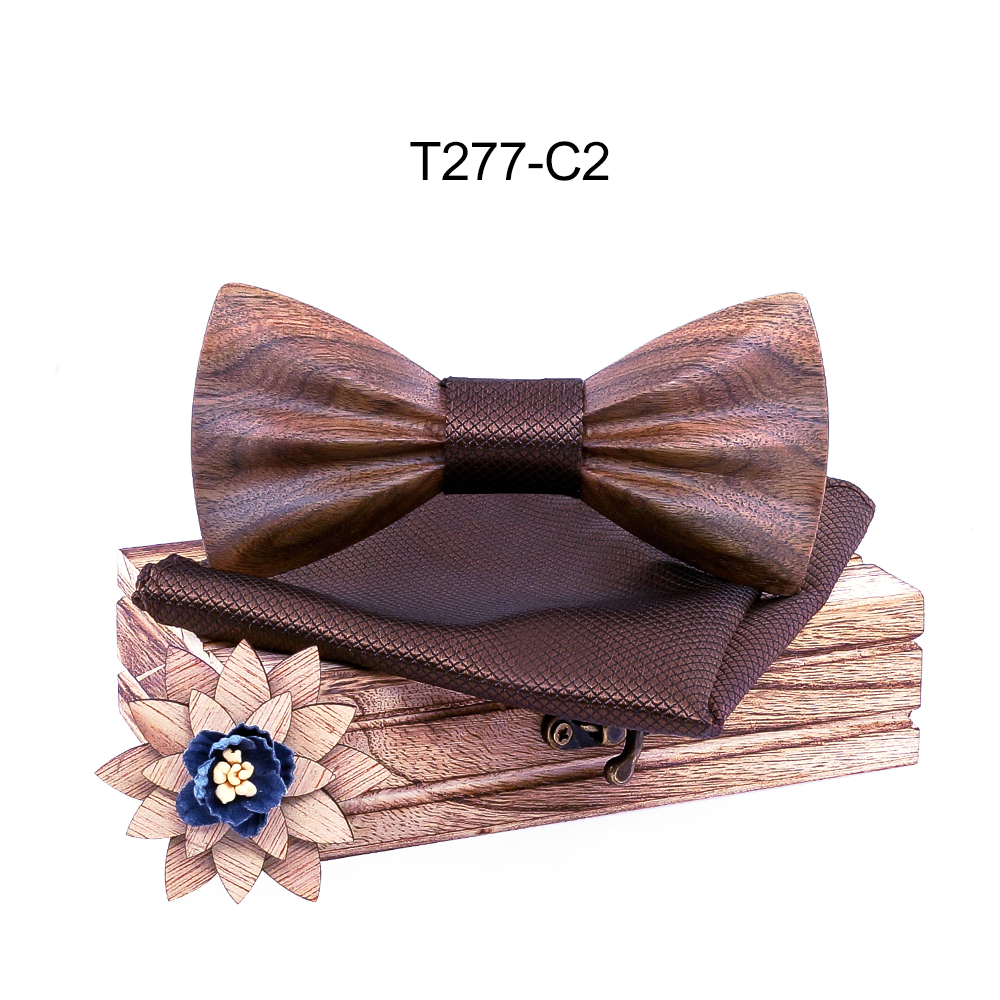 Boy's Fashion Wooden Bow Tie Set