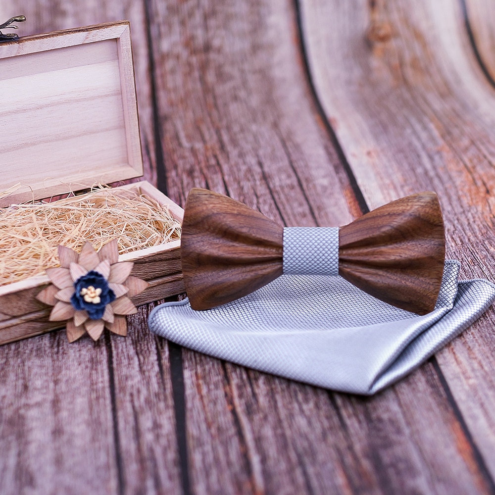 Boy's Fashion Wooden Bow Tie Set