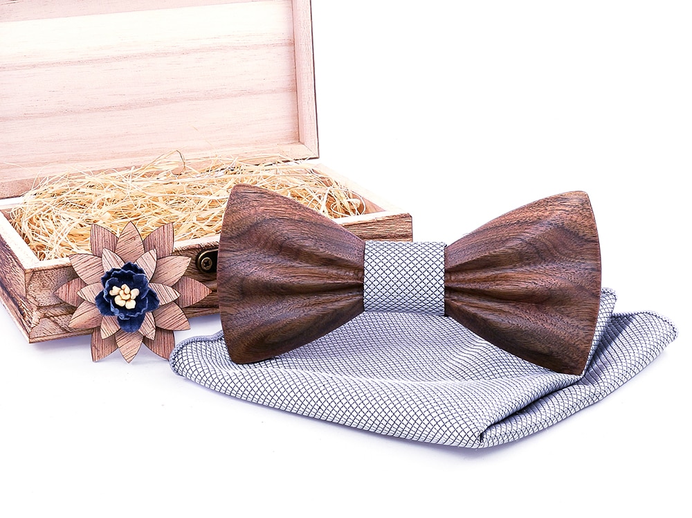 Boy's Fashion Wooden Bow Tie Set