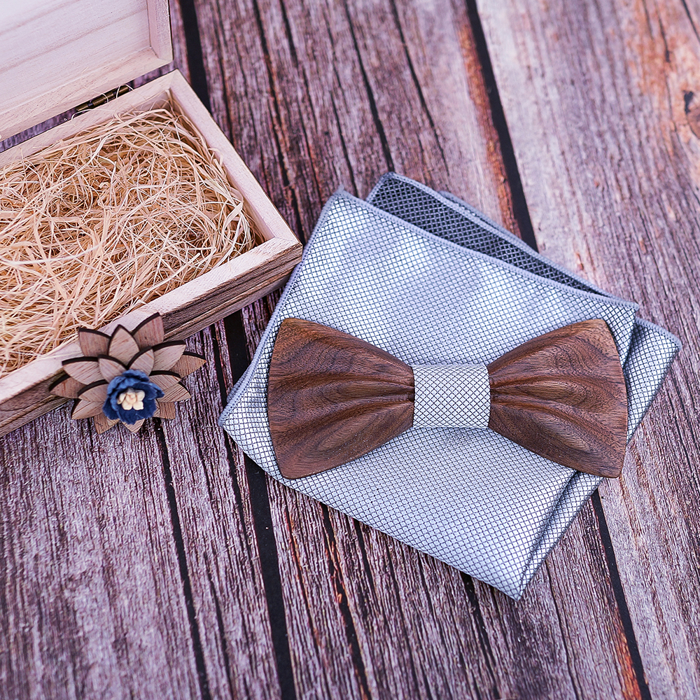 Boy's Fashion Wooden Bow Tie Set