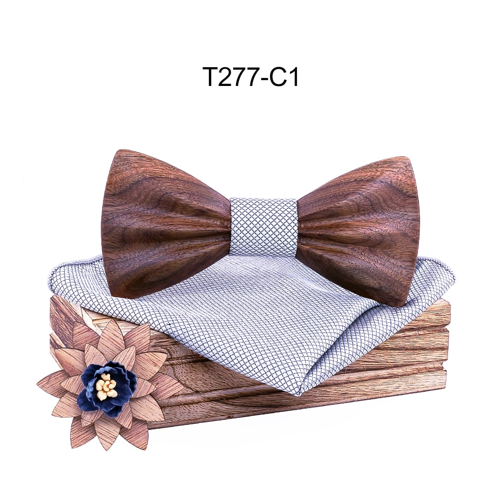 Boy's Fashion Wooden Bow Tie Set