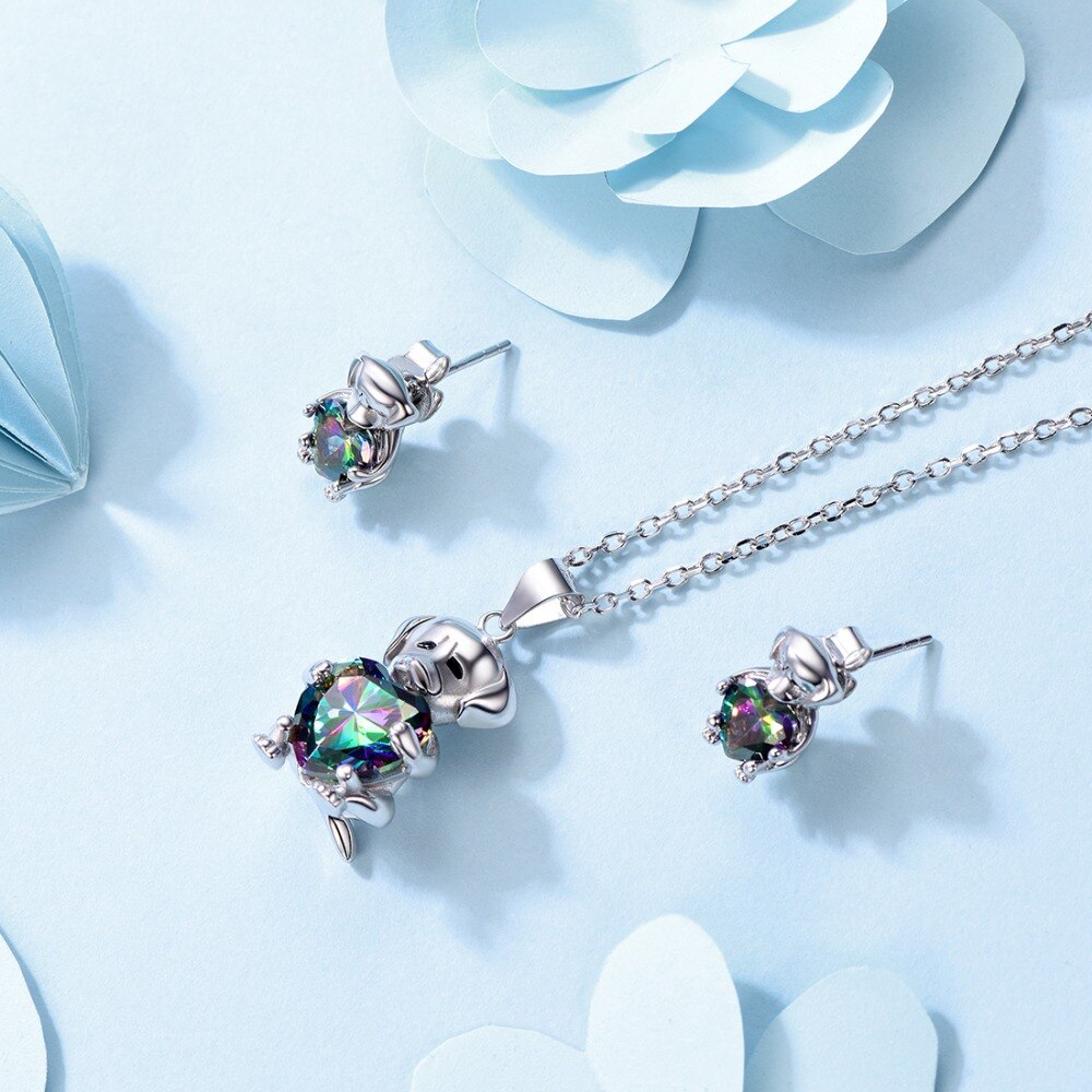 Mystery Topaz Cute Cat Design Women's Jewelry Set