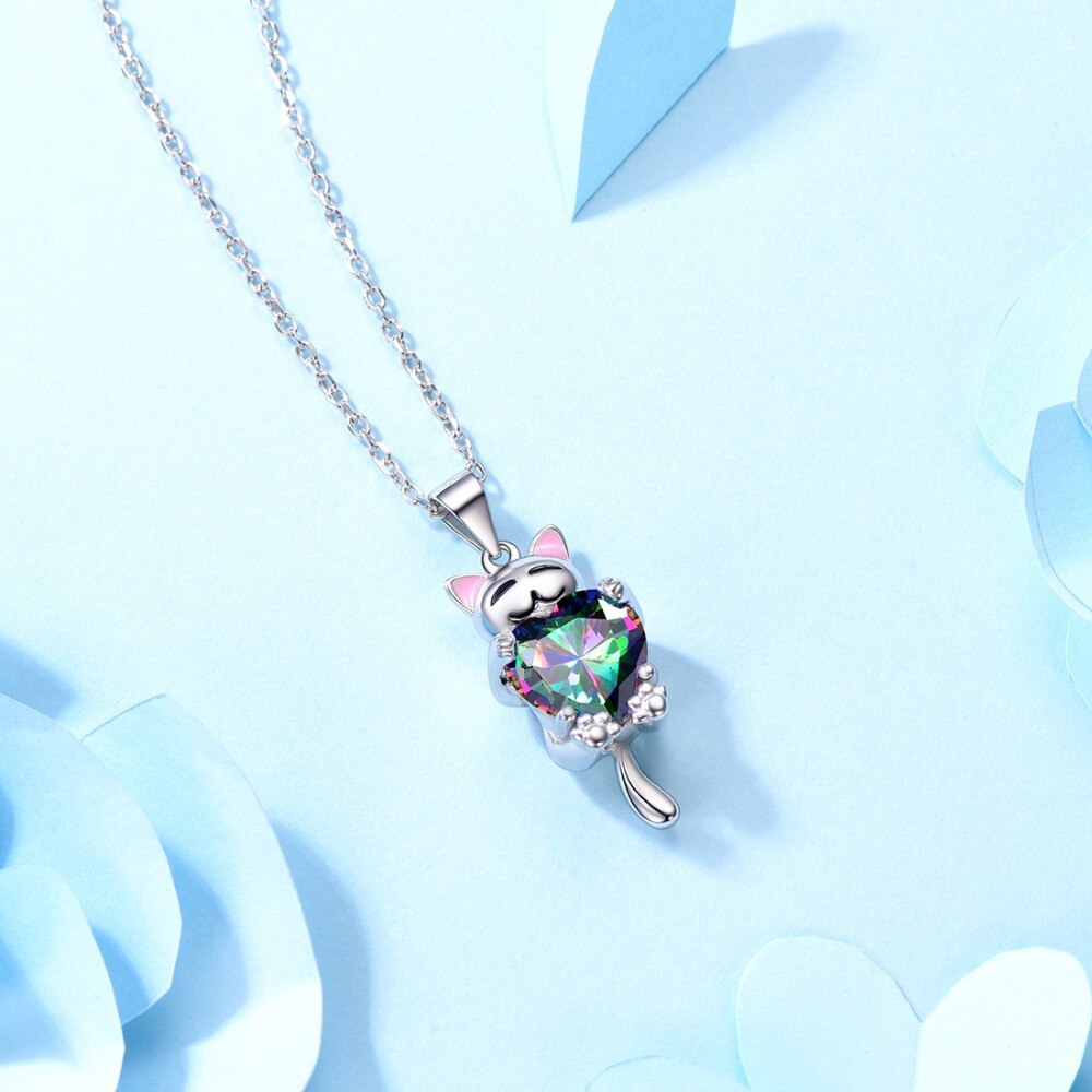 Mystery Topaz Cute Cat Design Women's Jewelry Set